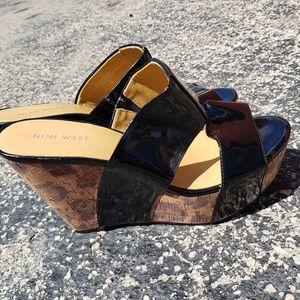 Nine West cheetah wedges